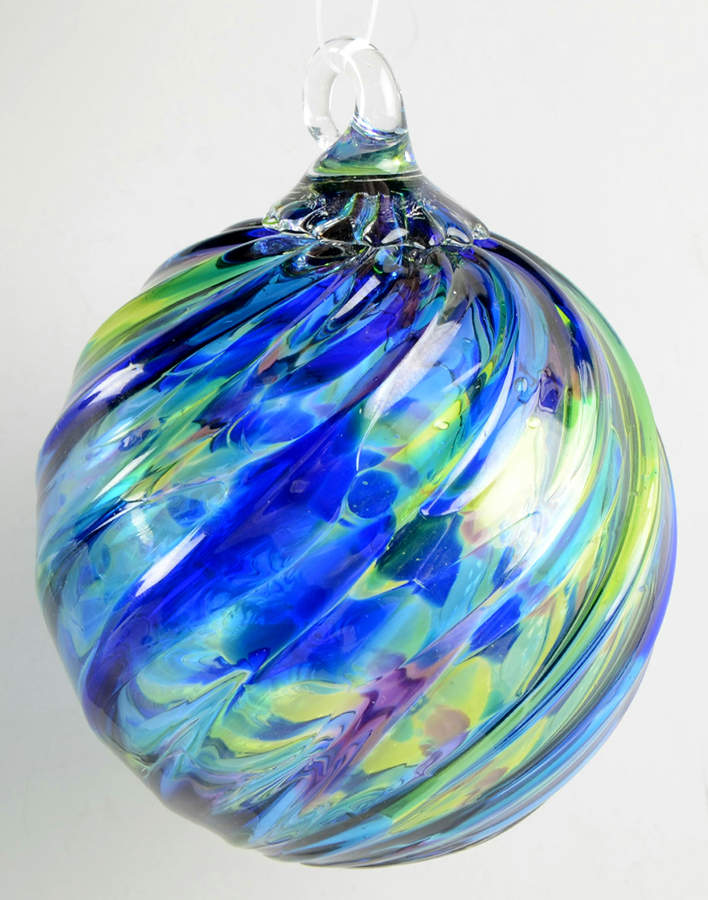 Classic Ball Ornaments Blue Mosaic Twist - No Box by Glass Eye Studio-1