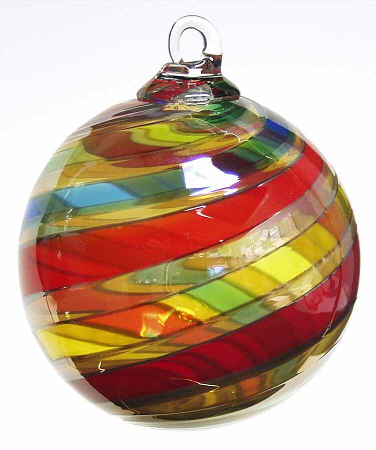 Classic Ball Ornaments Rainbow Platinum Twist - No Box by Glass Eye Studio-1