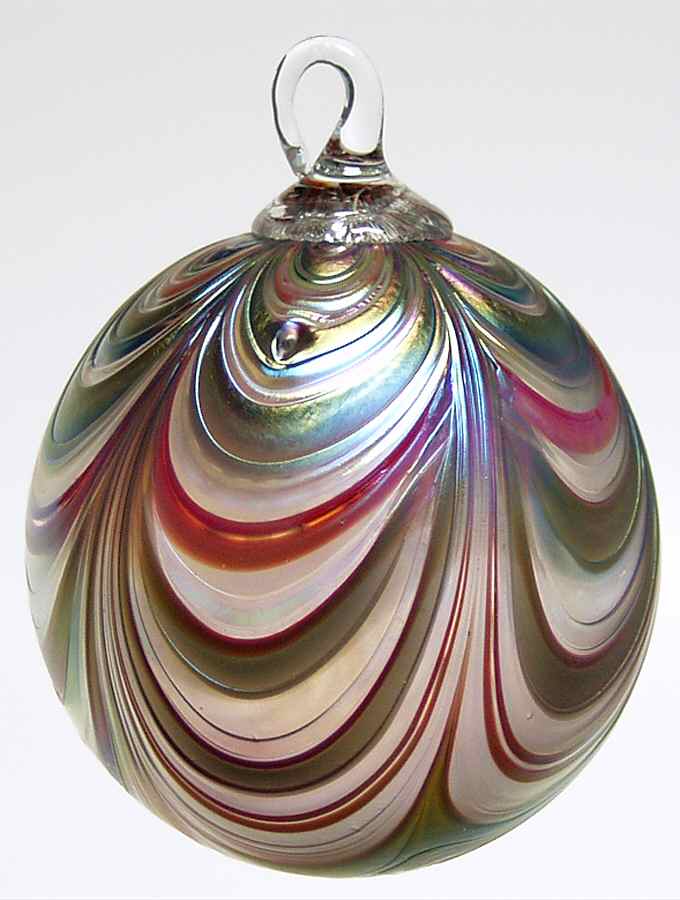 Classic Ball Ornaments Burgandy Feather - No Box by Glass Eye Studio-1