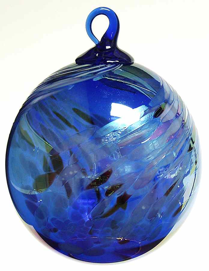 Classic Ball Ornaments Cobalt Feather Chip - No Box by Glass Eye Studio-1