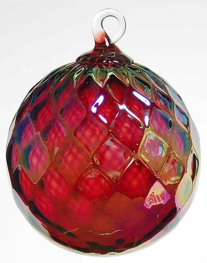 Classic Ball Ornaments Ruby Diamond Facet - No Box by Glass Eye Studio-1