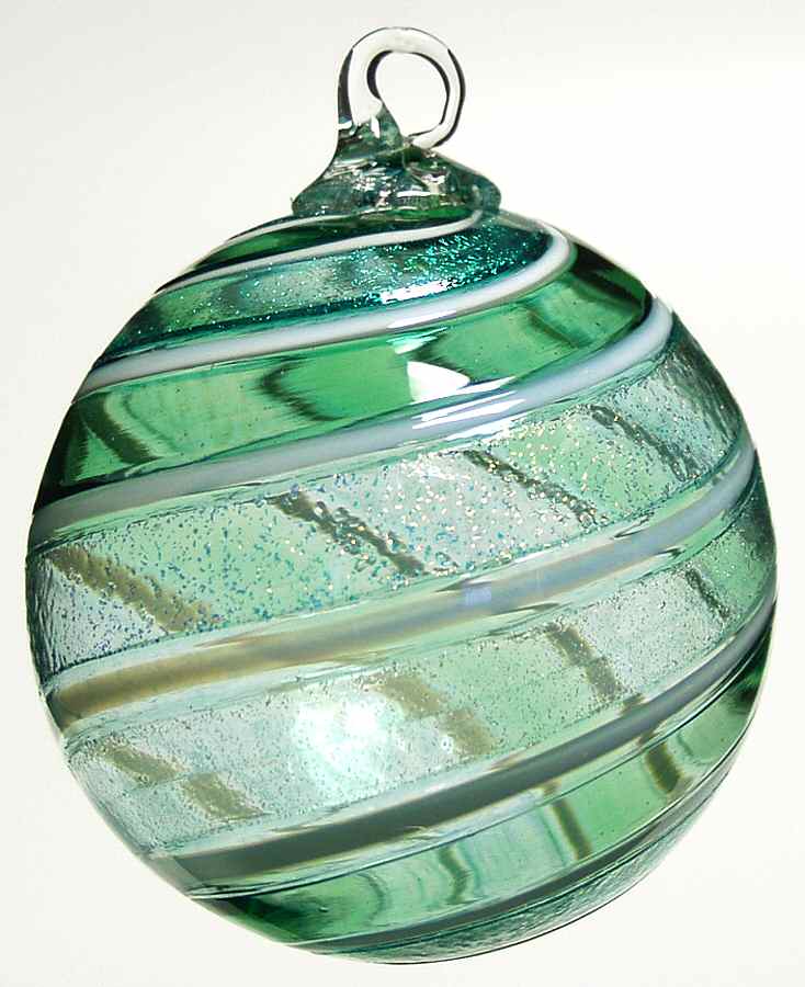 Classic Ball Ornaments Dichroic Spearmint-Round - No Box by Glass Eye Studio-1
