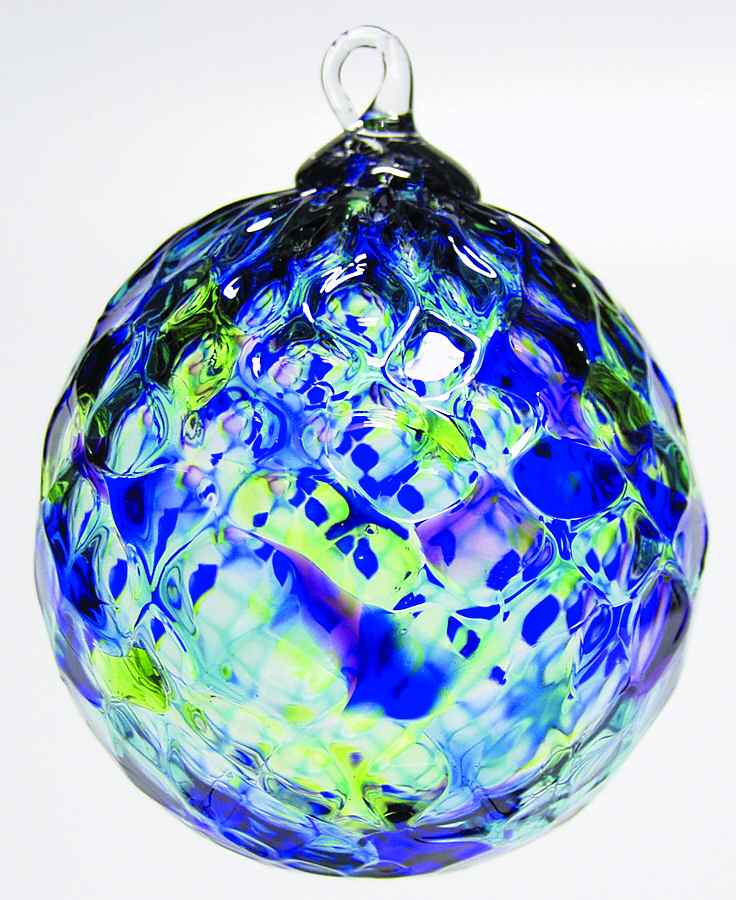 Classic Ball Ornaments Blue Mosaic Diamond Facet - No Box by Glass Eye Studio-1