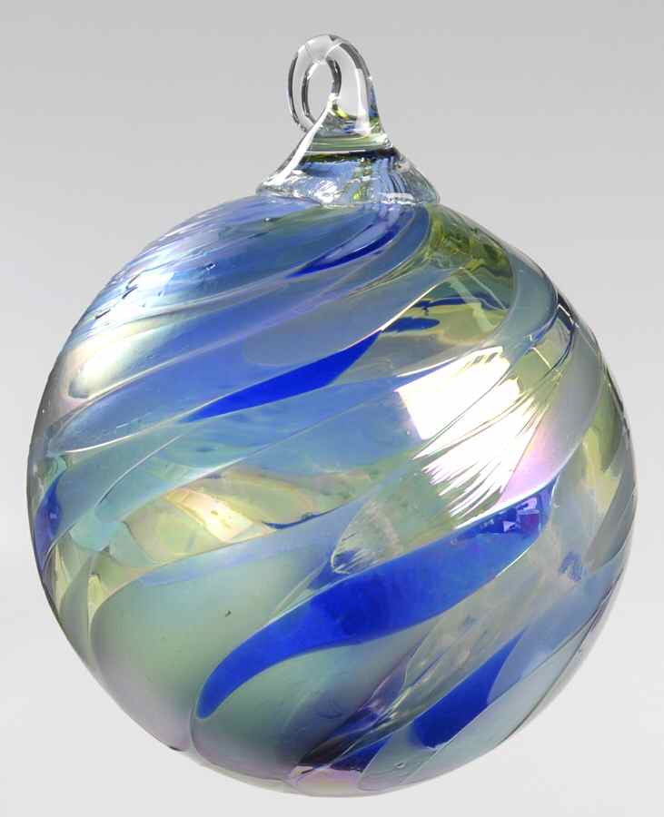 Classic Ball Ornaments Blue Feather Chip - No Box by Glass Eye Studio-1