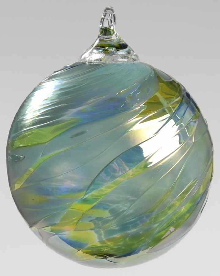 Classic Ball Ornaments Green Feather Chip - No Box 108 by Glass Eye Studio-1