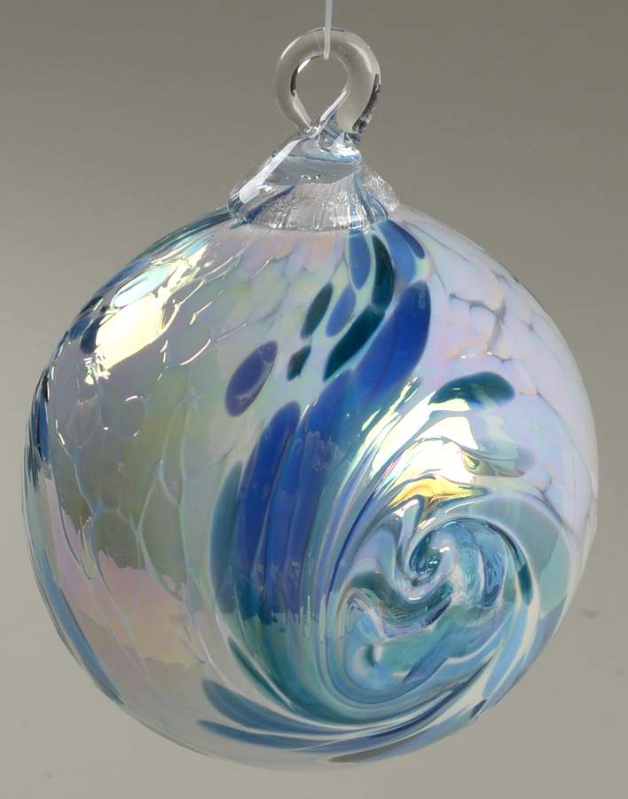 Classic Ball Ornaments Blue Hydrangea Feather - No Box by Glass Eye Studio-1