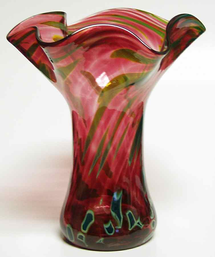 Ruffle Vase Ruffle Pink/Aqua Chip Mini - Boxed by Glass Eye Studio-1