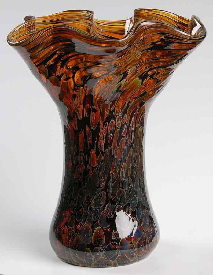Ruffle Vase Amber Marble Mini - Boxed by Glass Eye Studio-1