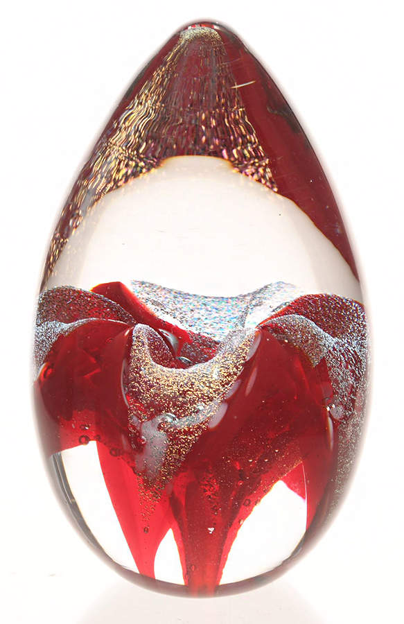 Egg Paperweights Ruby Flower - No Box by Glass Eye Studio-1
