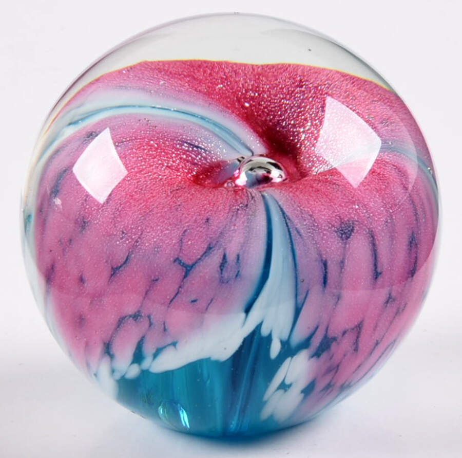 Glass Eye Studio Paperweights Pink & Blue Flower - No Box by Glass Eye Studio-1