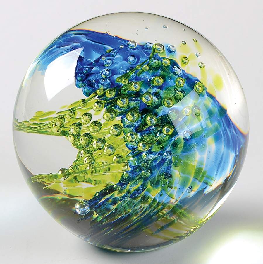 Glass Eye Studio Paperweights Blue And Green Swirl - No Box by Glass Eye Studio-1