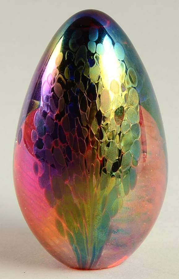 Egg Paperweights Pink And Blue Iridescent - No Box by Glass Eye Studio-1
