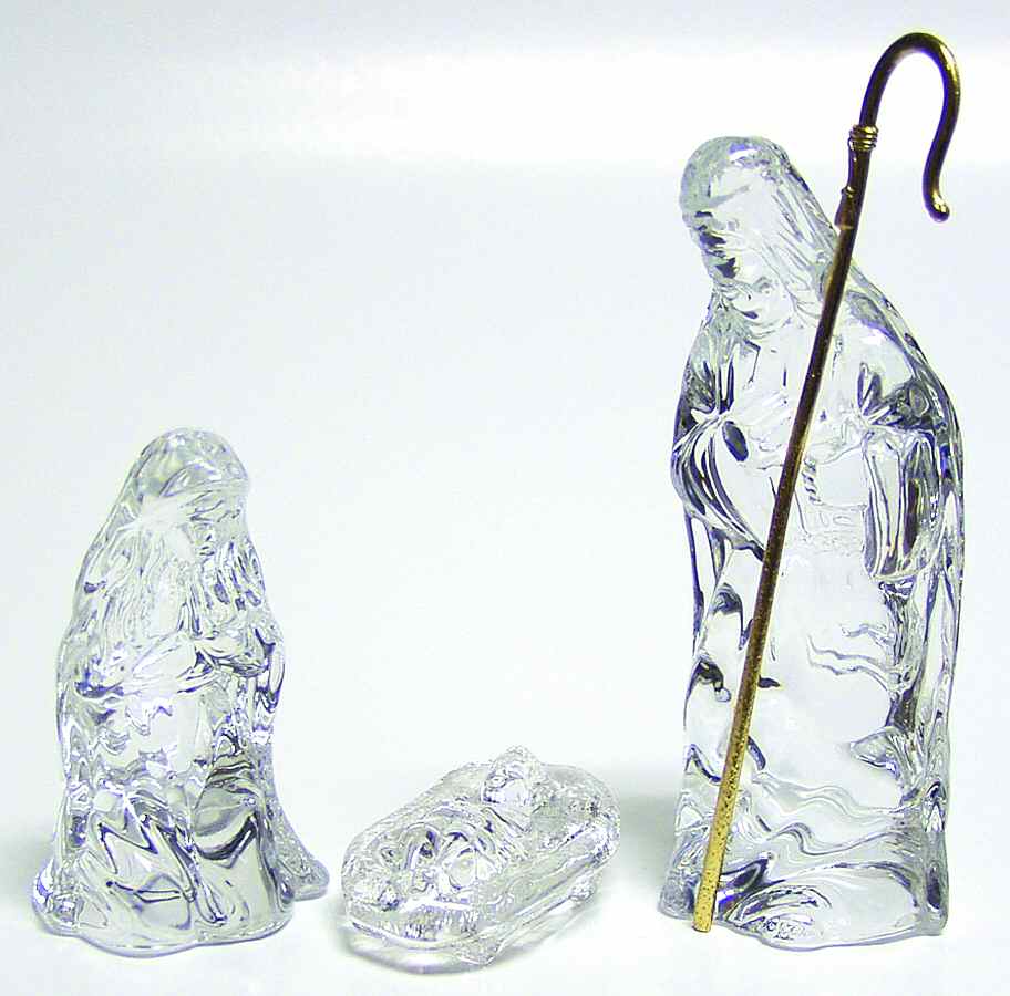 Crystal Nativity #2 Holy Family-3 Piece Set - No Box by Gorham Crystal-1