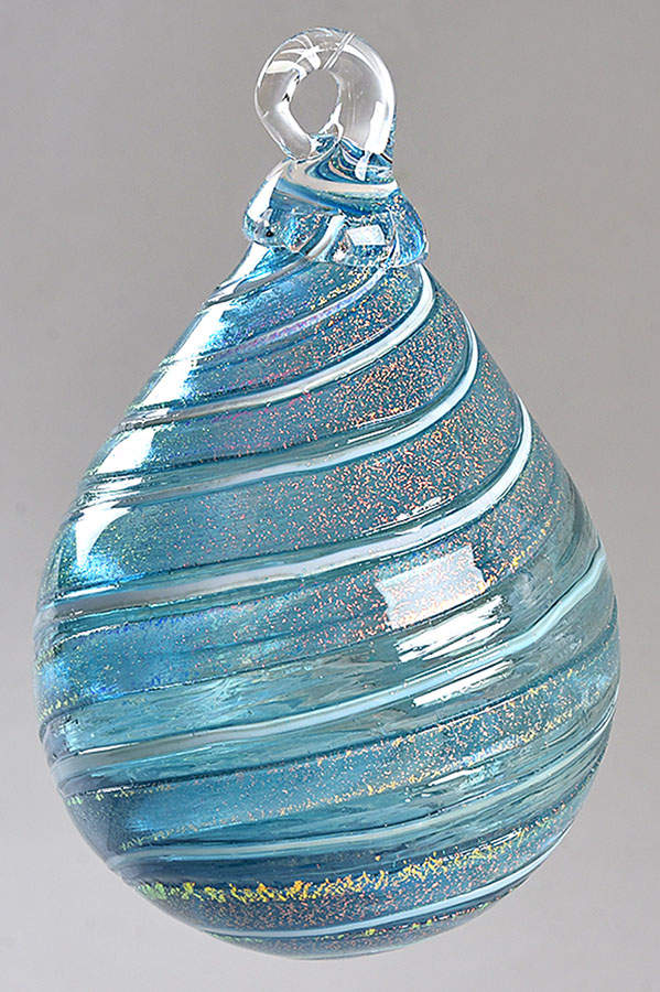Raindrop Ornaments Teal Shimmer - No Box by Glass Eye Studio-1