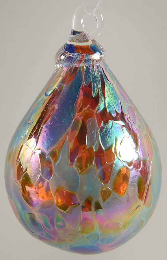 Raindrop Ornaments Rhubarb Mosaic - No Box by Glass Eye Studio-1