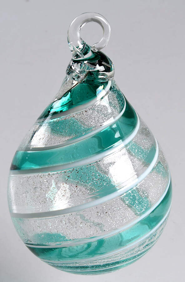 Raindrop Ornaments Jade Swirl - No Box by Glass Eye Studio-1