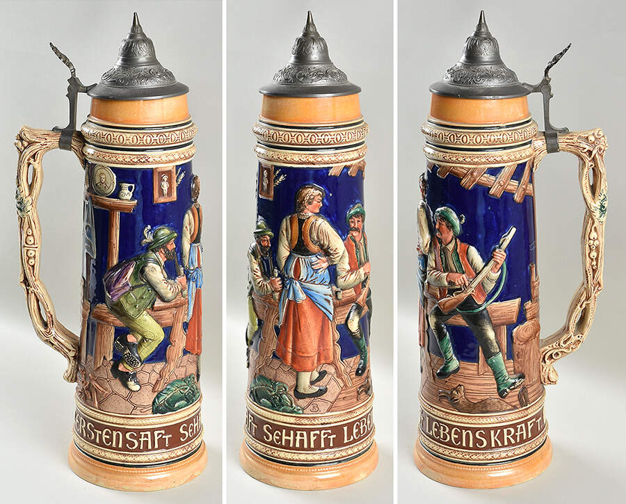 German Beer Steins Tavern Scene, Hunters - No Box by Germany-1