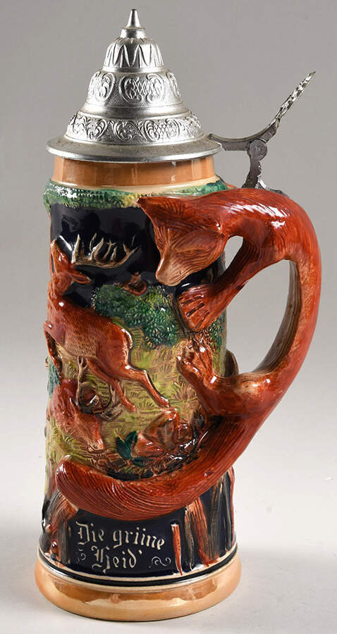German Beer Steins Animals In Forest Stein - Fox Handle - No Box by Germany-1