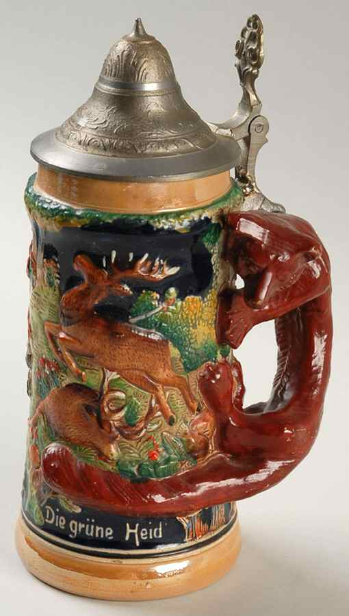 German Beer Steins Animals In Forest Stein - Fox Handle - No Box by Germany-1