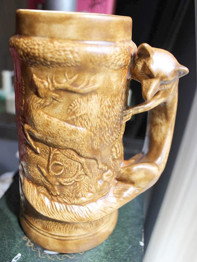 German Beer Steins Stein W/ Fox Handle - No Box by Germany-1