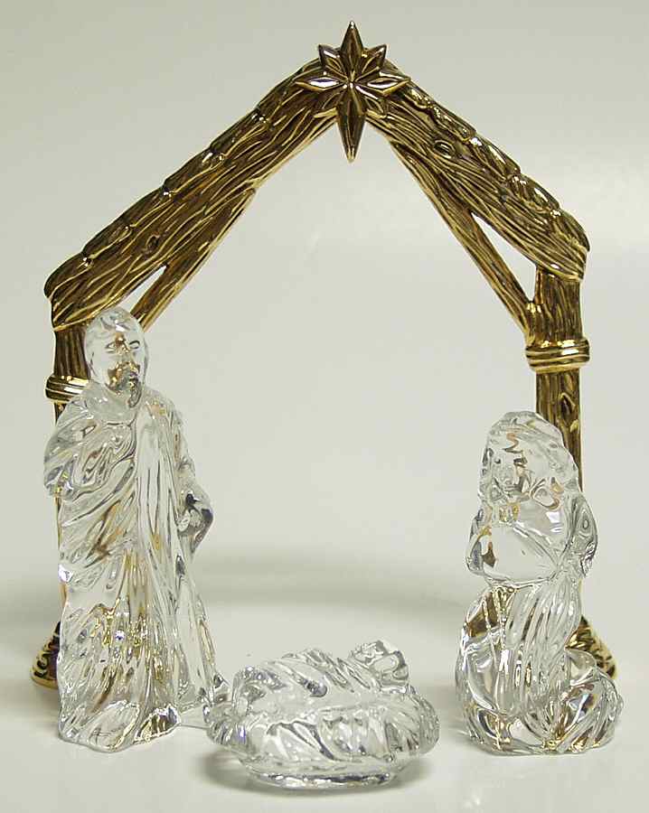 Miniature Nativity 4 Piece Mini Nativity Set - With Box by Gorham Crystal-1