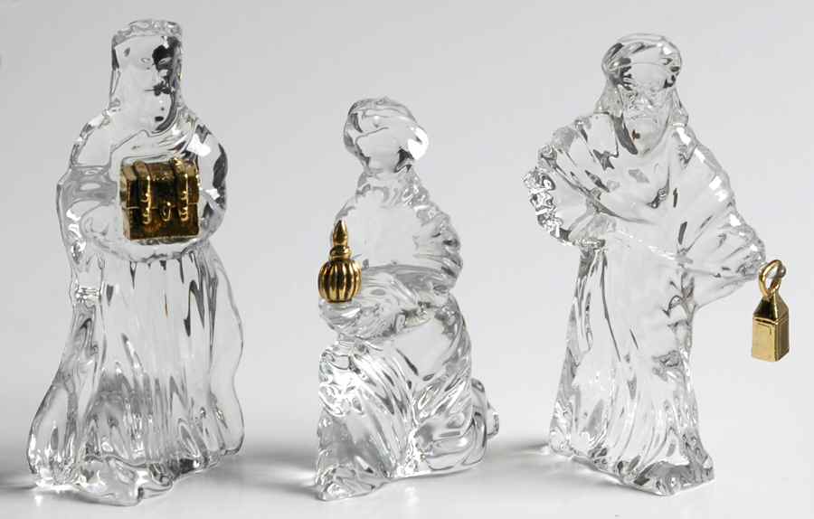 Miniature Nativity Three Kings - Set Of 3 - Boxed by Gorham Crystal-1