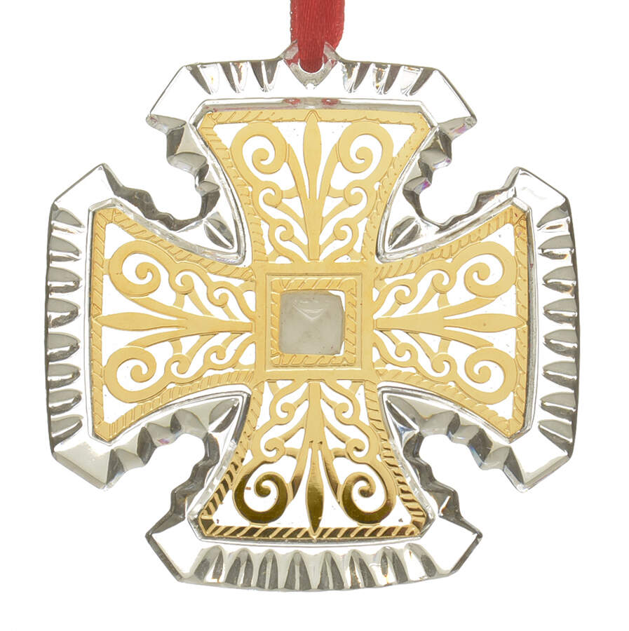Crystal and Gold Cross - Boxed by Gorham Crystal-1