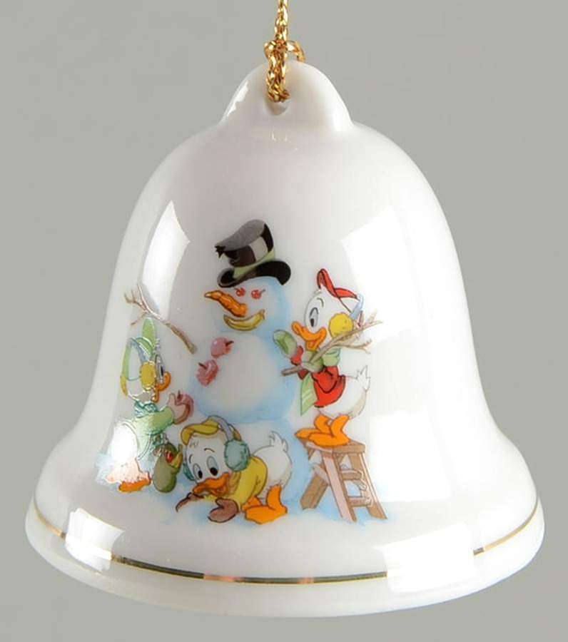 Disney Christmas Bell Huey, Dewey, Louie W/Snowman - No Box by Grolier-1