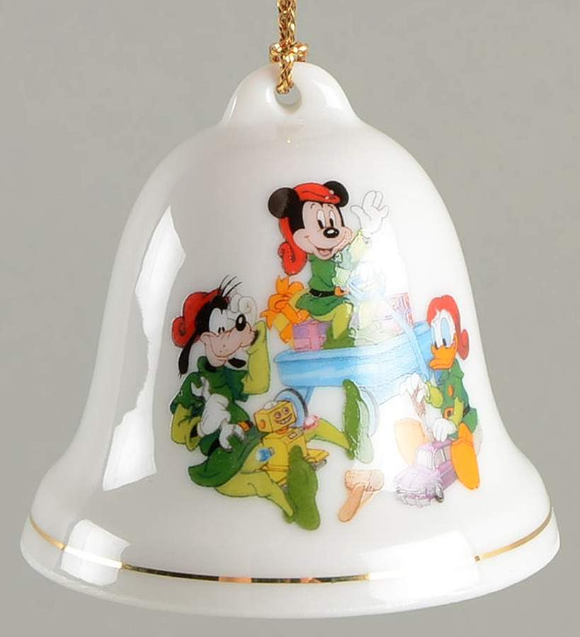 Disney Christmas Bell Mickey, Goofy, Donald As Elves - No Box by Grolier-1