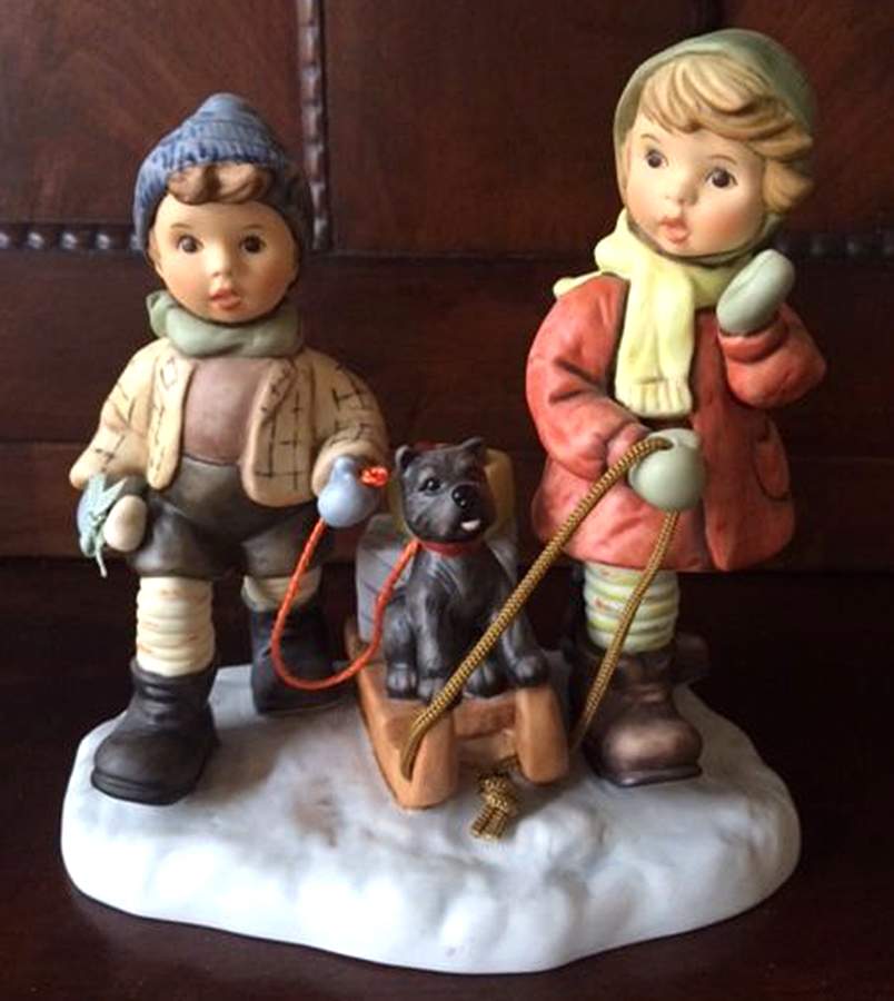 Seasons Greetings-Berta Hummel Sledding Time - Boxed by Goebel-1