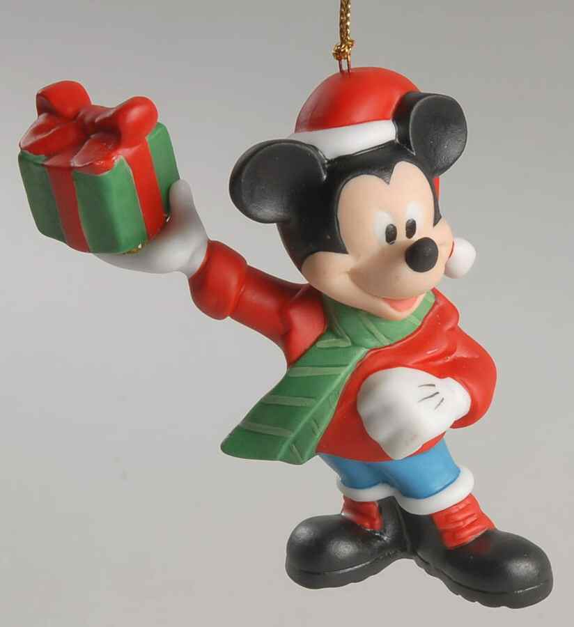Disney Porcelain Treasures Mickey With Present - Boxed by Grolier-1