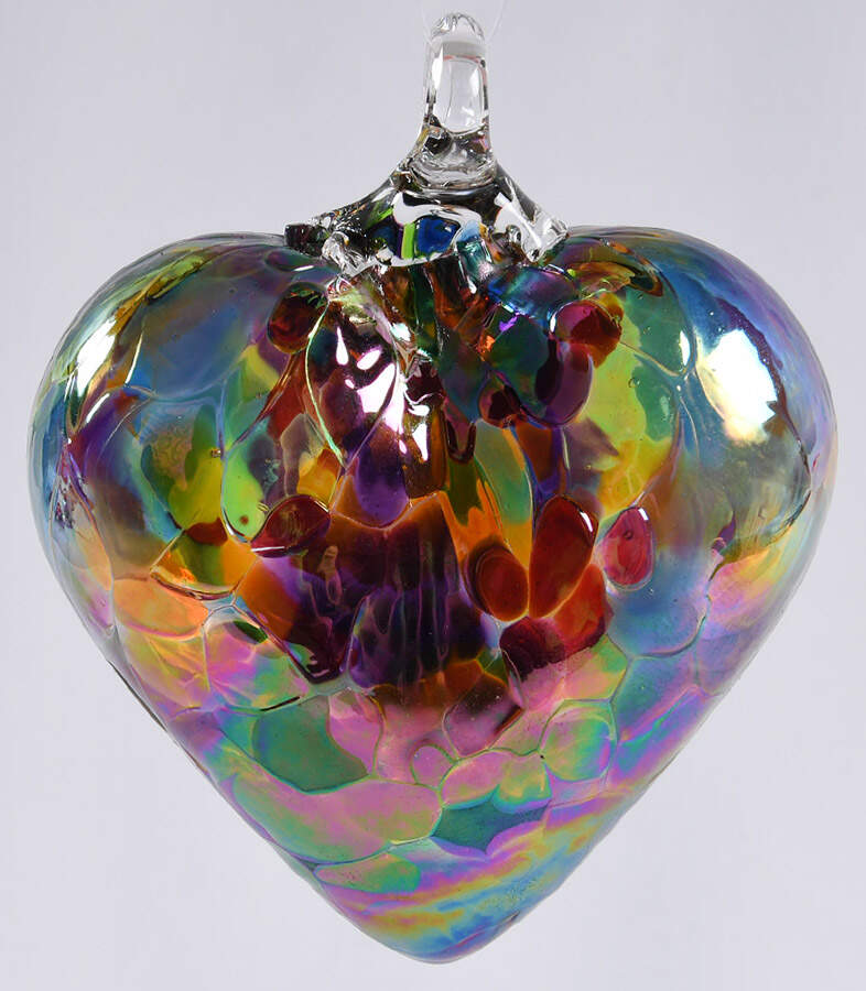 Heart Ornaments Rainbow Chip - No Box by Glass Eye Studio-1