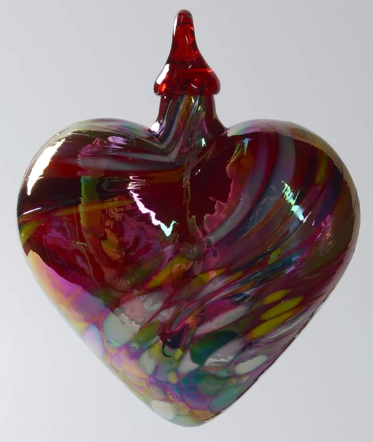 Heart Ornaments Red Feather Twist Heart - No Box by Glass Eye Studio-1