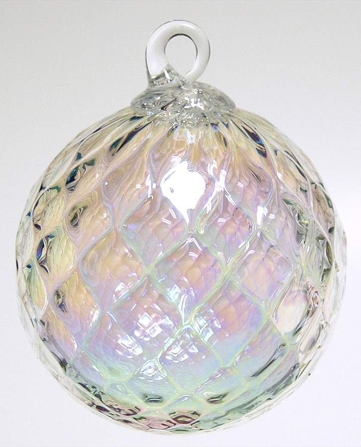 Birthstone Ornaments April-Clear Diamond Facet - Boxed by Glass Eye Studio-1