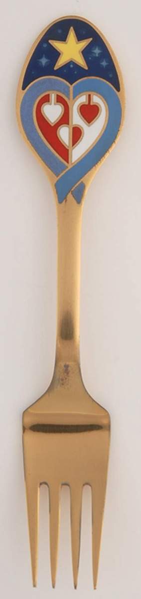 Annual Christmas Spoon & Fork Glowing Heart Fork - No Box by Georg Jensen (Denmark)-1