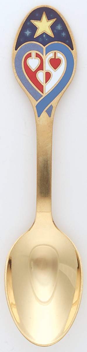 Annual Christmas Spoon & Fork Glowing Heart Spoon - No Box by Georg Jensen (Denmark)-1