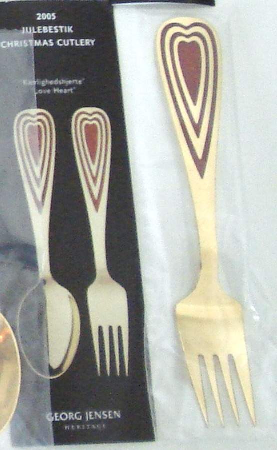 Annual Christmas Spoon & Fork Love Heart Fork - Boxed by Georg Jensen (Denmark)-1