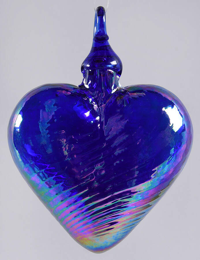 Birthstone Heart Ornaments September-Sapphire - Boxed by Glass Eye Studio-1
