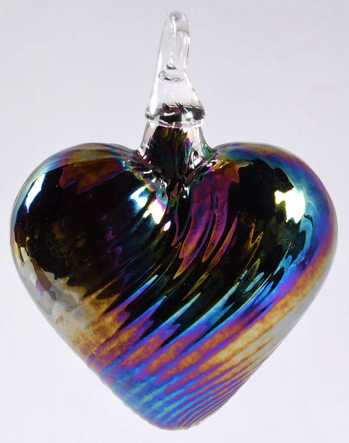 Birthstone Heart Ornaments July-Ruby - Boxed by Glass Eye Studio-1