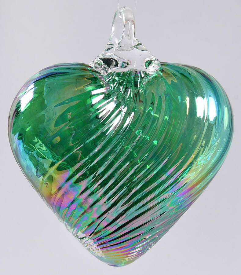 Birthstone Heart Ornaments May-Emerald - Boxed by Glass Eye Studio-1