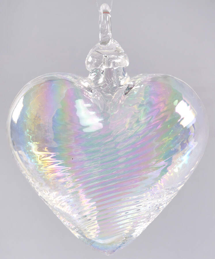 Birthstone Heart Ornaments April-Diamond - Boxed by Glass Eye Studio-1