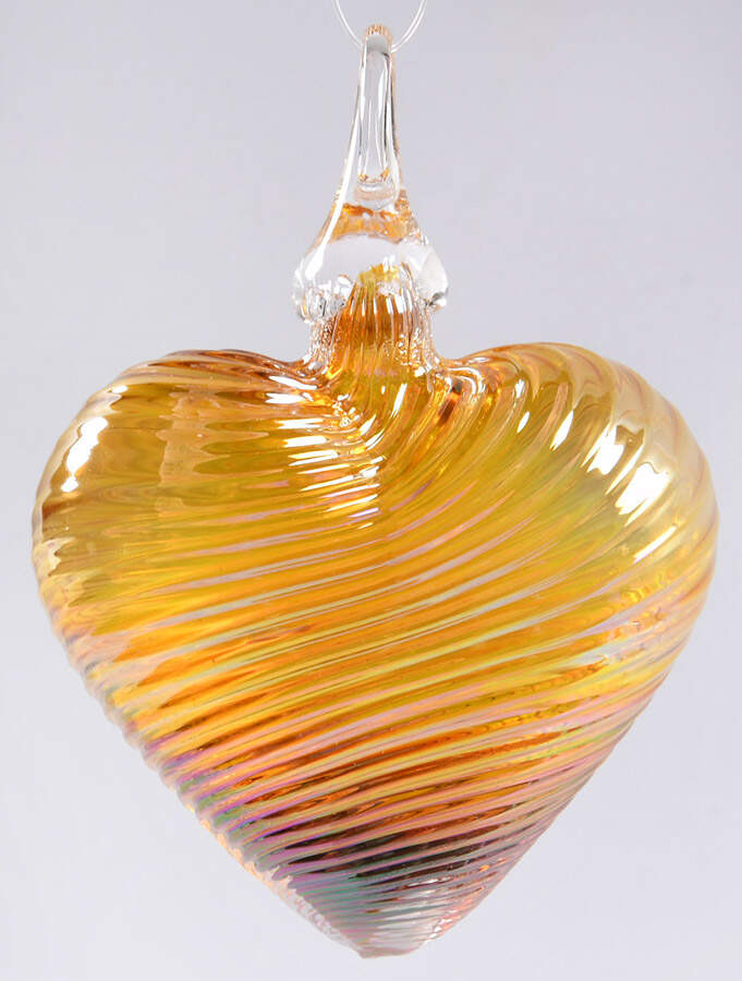 Birthstone Heart Ornaments November-Citrine - Boxed by Glass Eye Studio-1