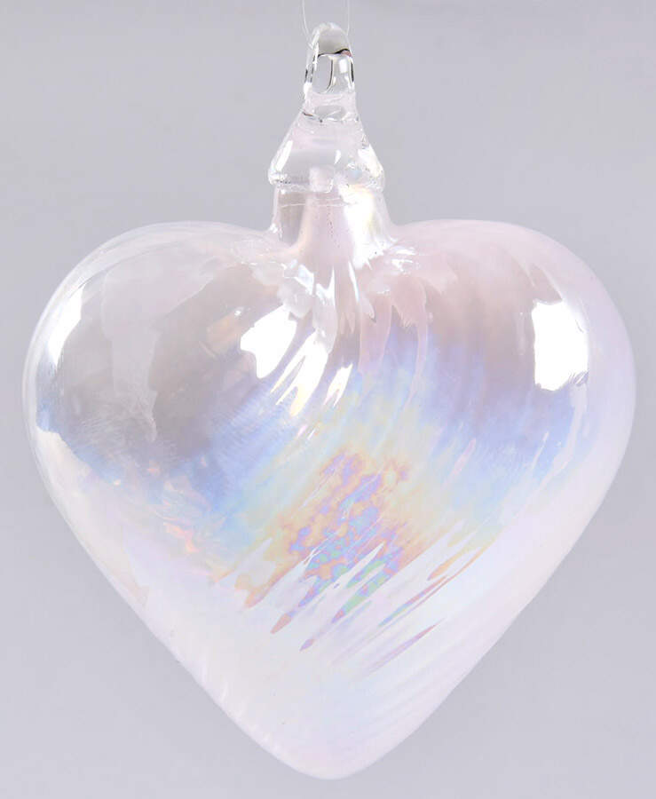 Birthstone Heart Ornaments October-Pink Opal - Boxed by Glass Eye Studio-1