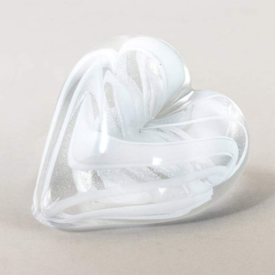 Heart Paperweights White - No Box by Glass Eye Studio-1