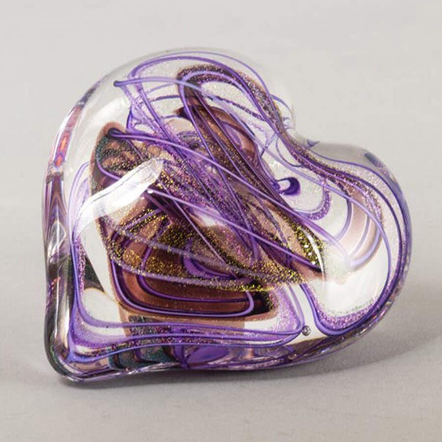 Heart Paperweights Amethyst - No Box by Glass Eye Studio-1