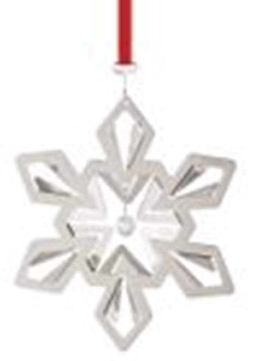 Annual Christmas Ornaments-Palladium Snowflake - Boxed by Georg Jensen (Denmark)-1