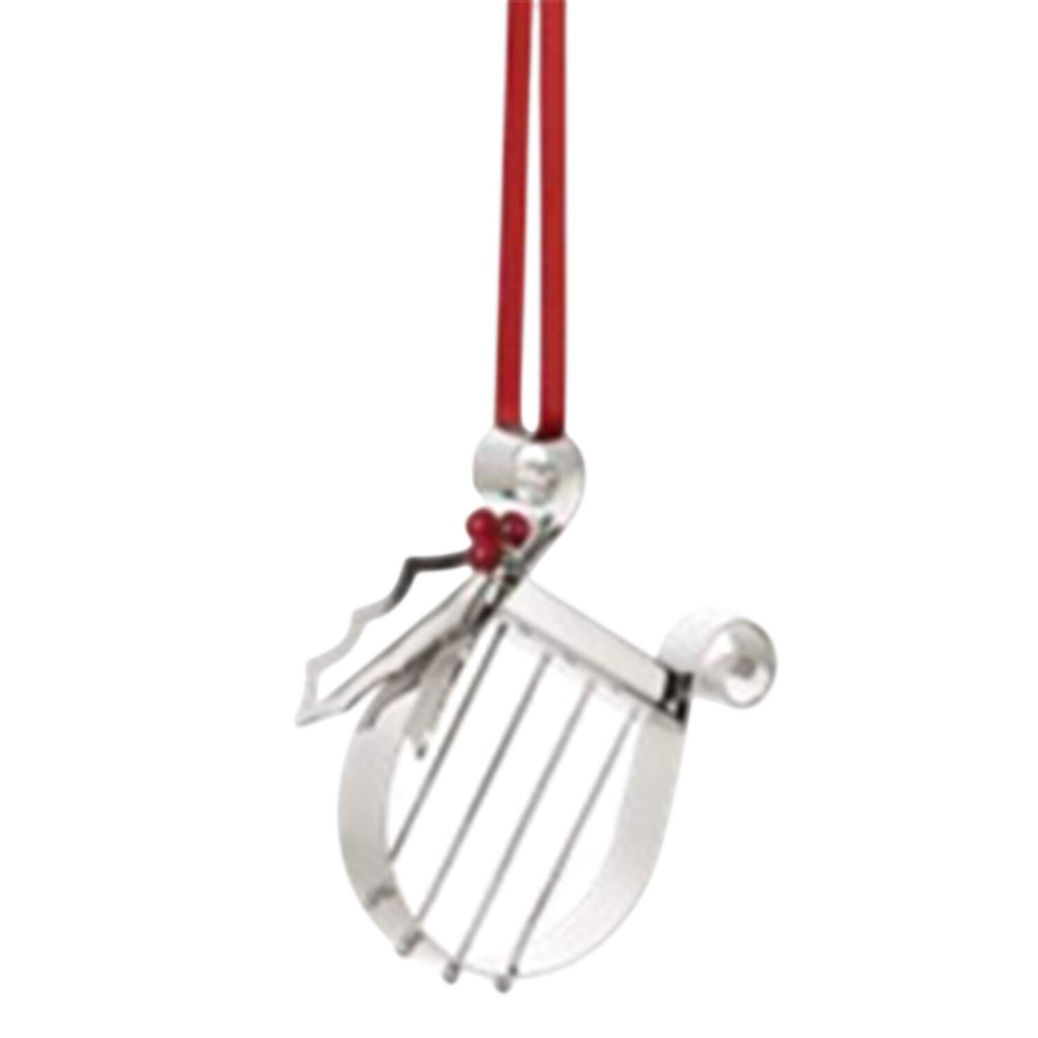 Annual Christmas Ornaments-Palladium Harp - Boxed by Georg Jensen (Denmark)-1