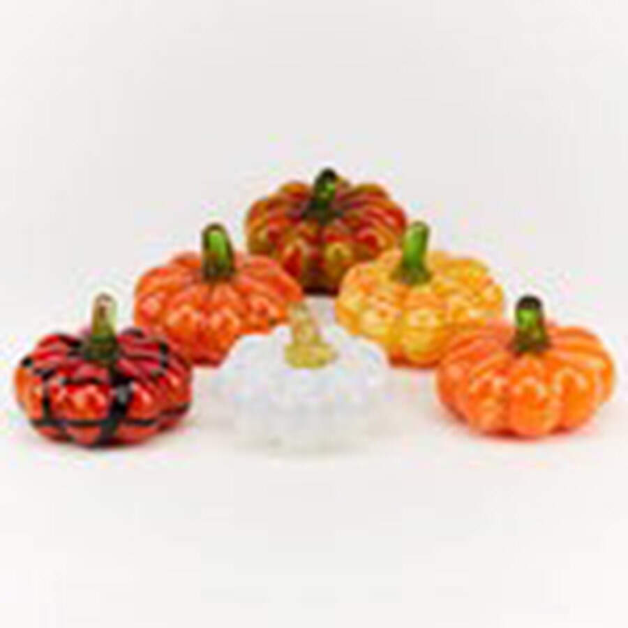 Pumpkin Patch Mini Assorted Pumpkins-Set/6 - Boxed by Global Village Glass-1