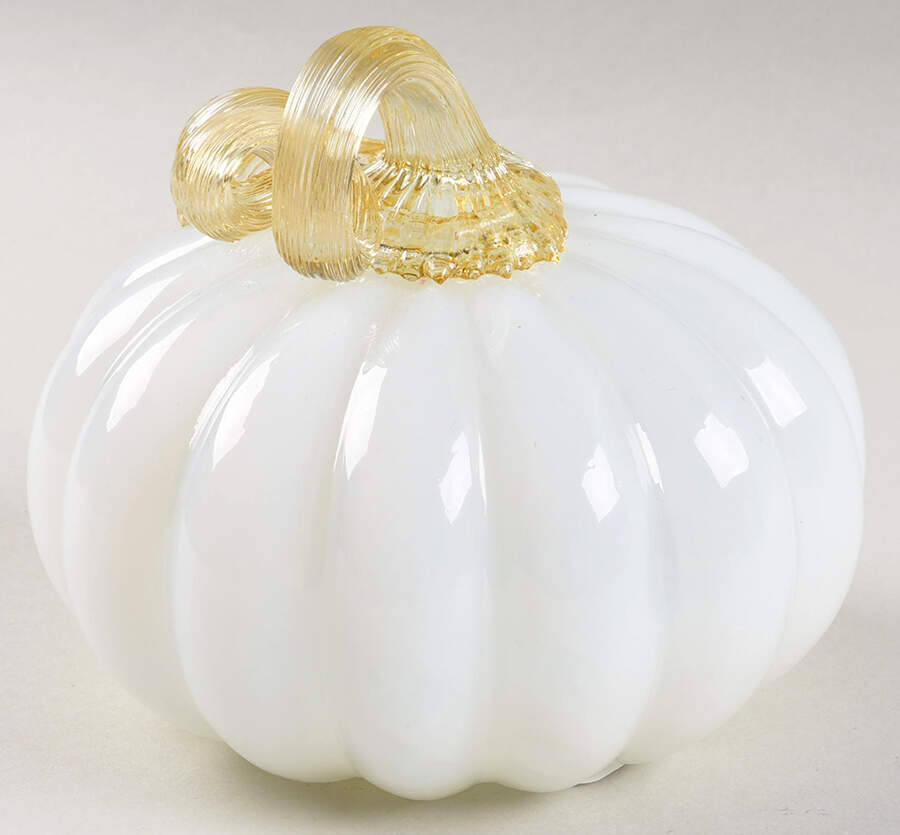 Pumpkin Patch White Small  Pumpkin - No Box by Global Village Glass-1