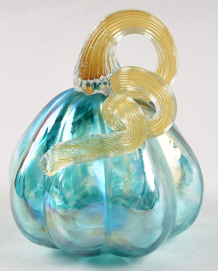 Pumpkin Patch Mini Teal Chip Gourd - No Box by Global Village Glass-1